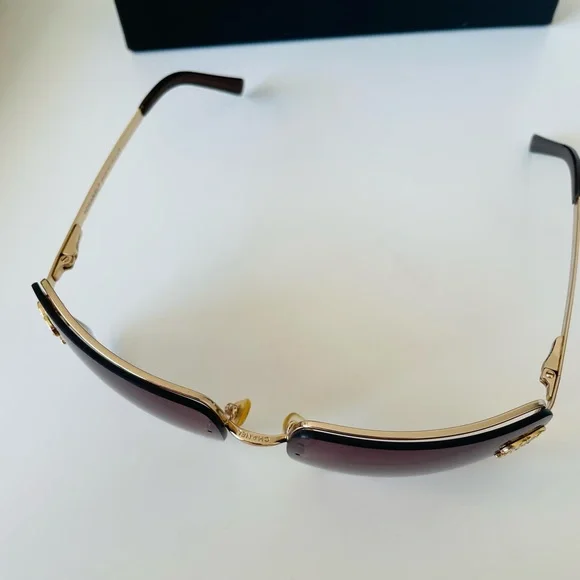 RARE π Vintage Chanel Rimless Purple gold sunglasses - Picture 8 of 14